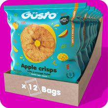 Load image into Gallery viewer, Air-dried apple crisps with a mango twist.