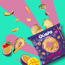 Load image into Gallery viewer, Air-dried apple crisps with a passion fruit & mango twist.