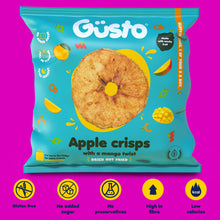 Load image into Gallery viewer, Air-dried apple crisps with a mango twist.