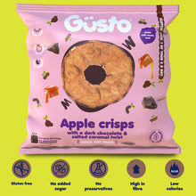 Load image into Gallery viewer, Apple crisps with a chocolate &amp; salted caramel twist.
